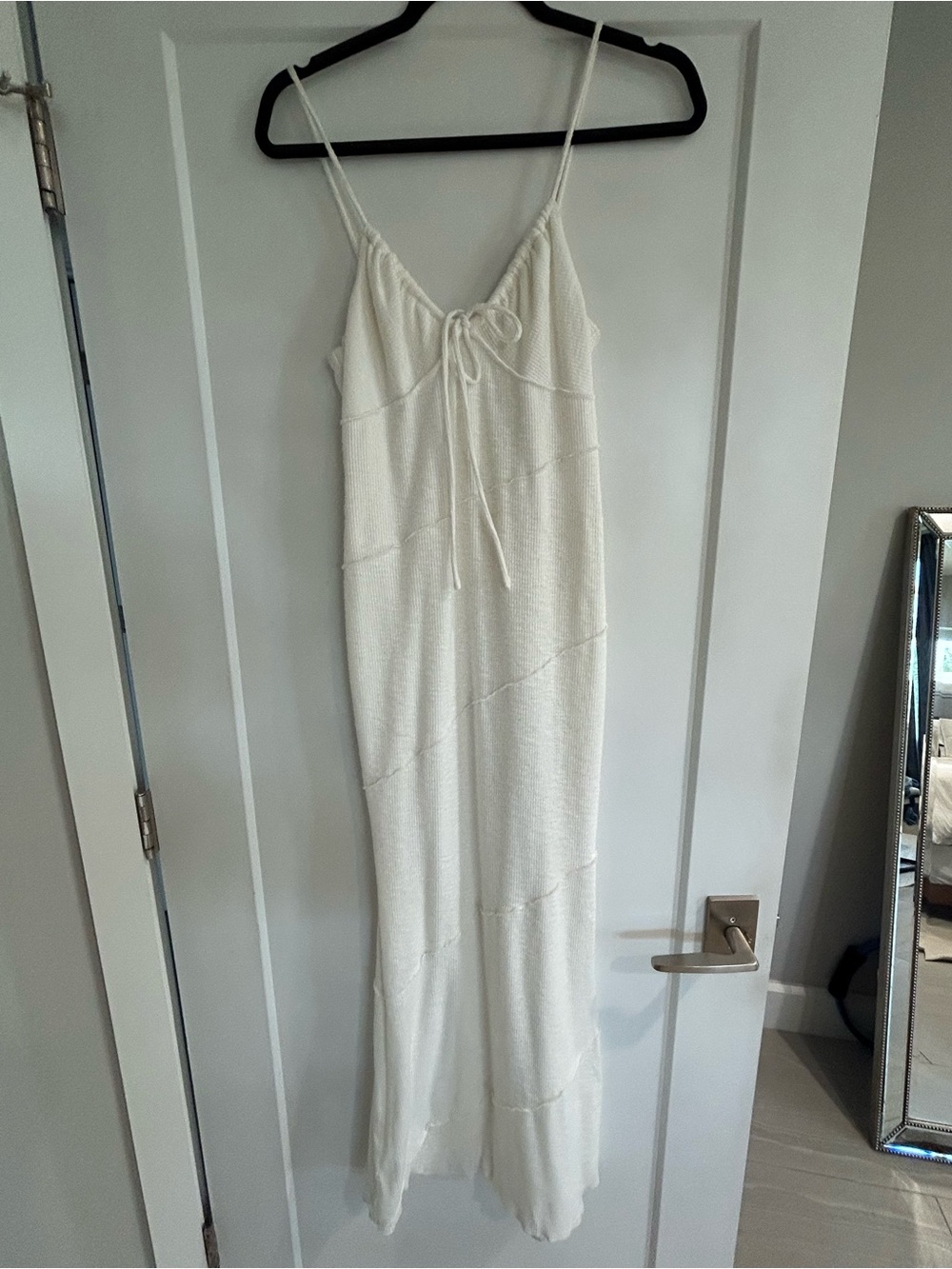 Women's White Maxi Dress with Tie Front